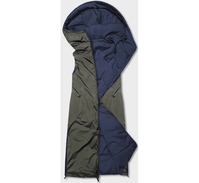 Tmavo modro-khaki dlhá dámska obojstranná vesta (B8137-3)