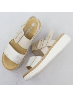 Dámske sandále na podpätku béžové Rieker 69260-60