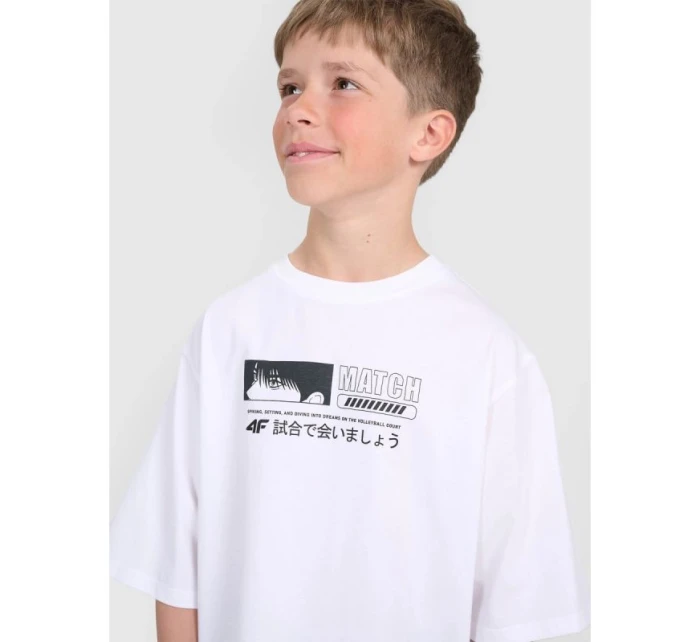 Chlapčenské tričko oversize s potlačou 4F 4FJRAW25TTSHM3065-10S Chlapčenské tričko oversize s potlačou 4F 4FJRAW25TTSHM3065-10S
