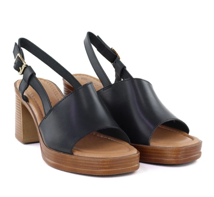 Dámske čierne sandále na podpätku Potocki 54324 Dámske čierne sandále na podpätku Potocki 54324