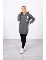 Mikina s kapucňou a nášivkami grafitová