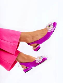 Semišové balerínky na  s zdobením tmavě růžovým Elena model 21589842 - Boto