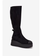 Dámské  Kolena Na Platformě A Klínu Černé model 21707958 - VINCEZA