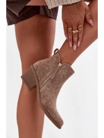 Dámské kovbojky na podpatku béžové model 21713537 - S.Barski Dámské kovbojky na podpatku béžové model 21713537 - S.Barski