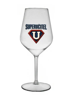 SUPERUČITEL (ZNAK) - čirá nerozbitná sklenice na víno 470 ml