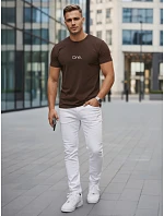 Tshirt męski z nadrukiem bawełniany brązowy model 22214584 - FashionStreet