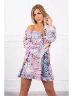 Španielske kvetinové fialové šaty