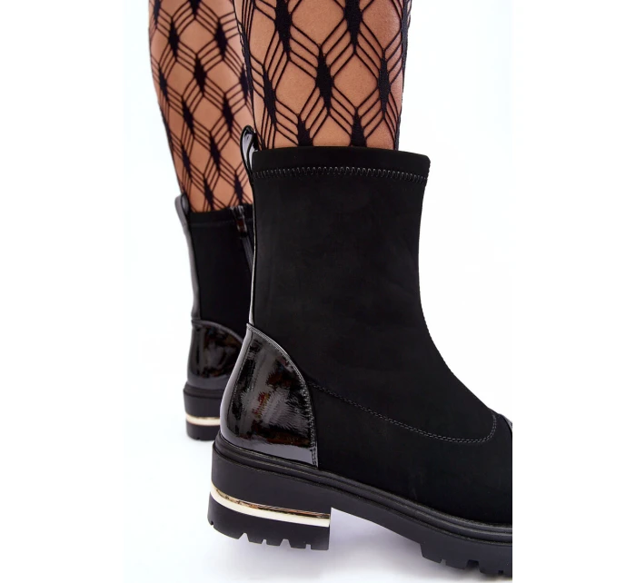 Kůže Klasické Botky Na Plochém Podpatku Černé model 21633814 - Boto Kůže Klasické Botky Na Plochém Podpatku Černé model 21633814 - Boto