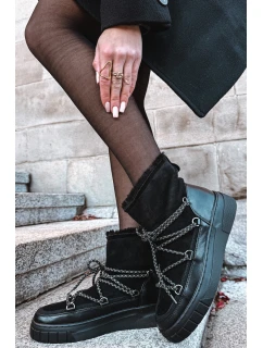 Dámské sněhule s šněrováním Černé Isalisse