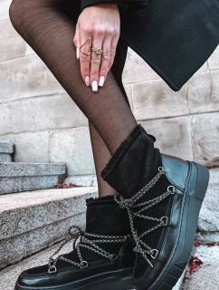 Dámské sněhule s šněrováním Černé Isalisse