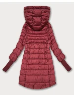 Dámská bunda v korálové barvě pro přechodné období s stahovacími lemy model 21389938 - FLY MODA