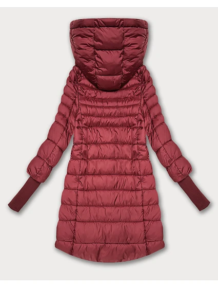 Dámská bunda v korálové barvě pro přechodné období s stahovacími lemy model 21389938 - FLY MODA Dámská bunda v korálové barvě pro přechodné období s stahovacími lemy model 21389938 - FLY MODA