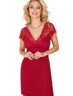 Dámska nočná košeľa Ismena vínová - Donna