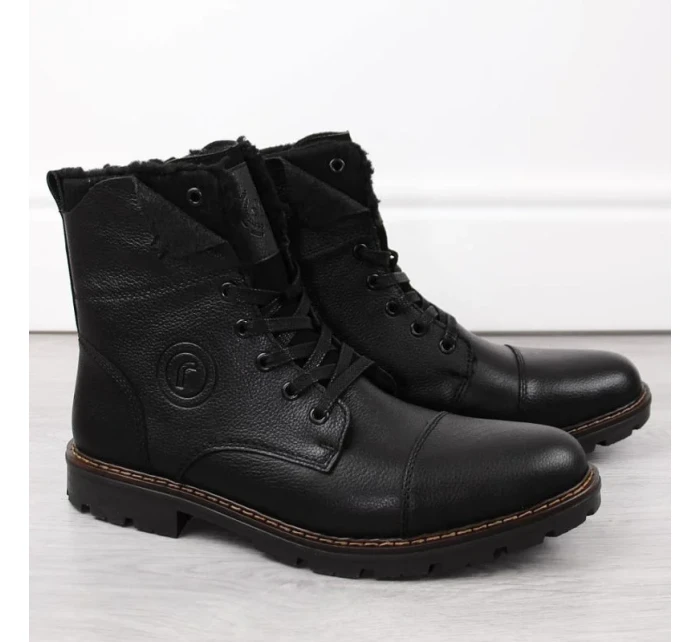 M model 20571632 vlněné zateplené kožené boty černé - Rieker