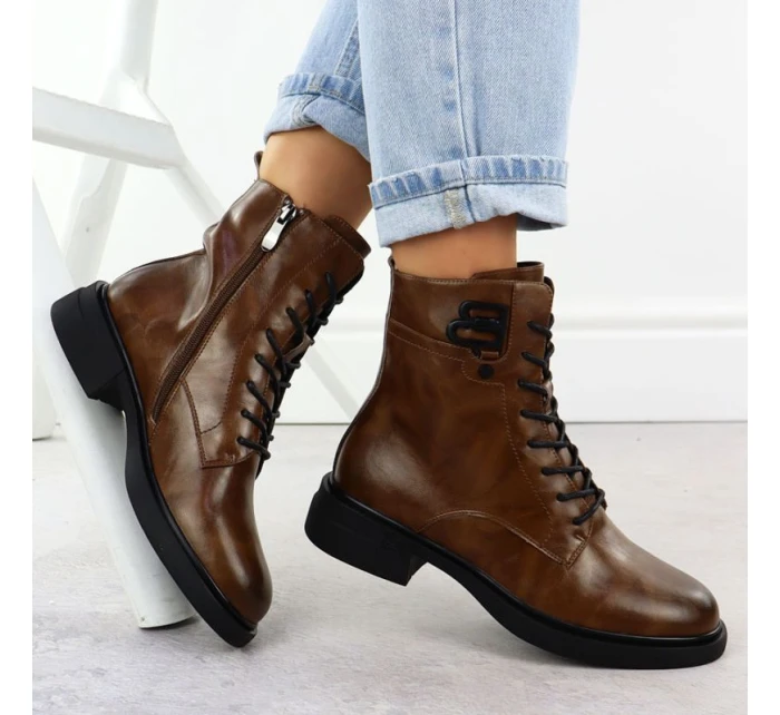 Dámské hnědé kožené boty model 21905409 - FILIPPO