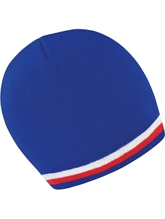 Result Headwear R 368X Pletená čiapka s kontrastnými pruhmi 28.368X modrá/biela-červená
