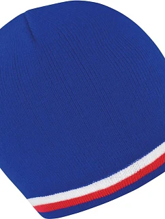 Result Headwear R 368X Pletená čiapka s kontrastnými pruhmi 28.368X modrá/biela-červená