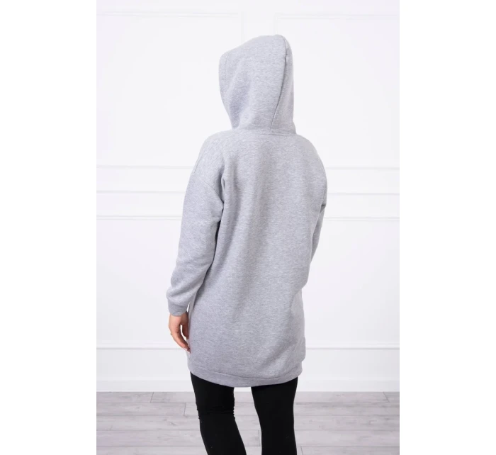 Mikina s kapucňou a nášivkami sivá