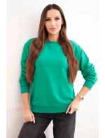 Dámska základná bavlnená mikina s okrúhlym výstrihom svetlozelená