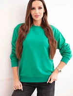 Dámska základná bavlnená mikina s okrúhlym výstrihom svetlozelená