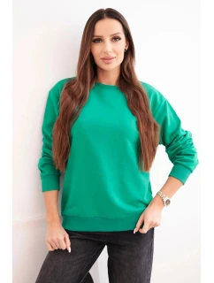 Dámska základná bavlnená mikina s okrúhlym výstrihom svetlozelená