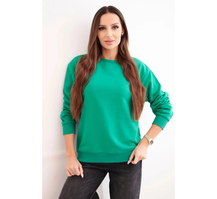 Dámska základná bavlnená mikina s okrúhlym výstrihom svetlozelená