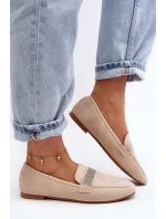 Damskie Mokasyny Z Cyrkoniami Beżowe Ralrika