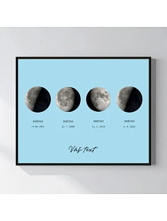 Personalizovaný magický fotob obraz v ráme – 40 x 50 – fázy mesiaca v rodine