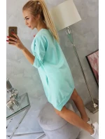 Šaty s potiskem a model 18744339 spodní částí mint - K-Fashion Šaty s potiskem a model 18744339 spodní částí mint - K-Fashion