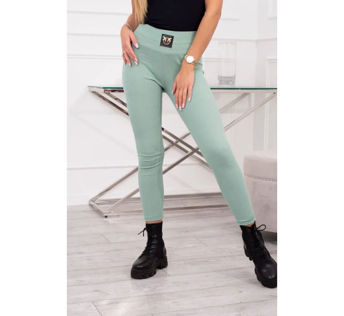 Pruhované legíny s vysokým pasem tmavě mátové Pruhované legíny s vysokým pasem tmavě mátové