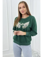 Mikina s potlačou tmavozelená