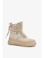 Dámske vysoké tenisky na pevnej platforme Light Beige Kernia