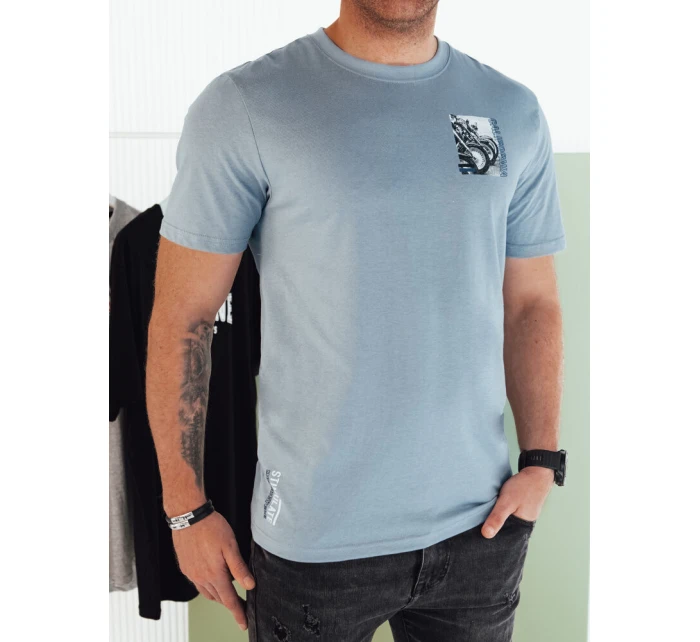 Pánské modré tričko s potiskem Dstreet model 21975021 - FashionStreet Pánské modré tričko s potiskem Dstreet model 21975021 - FashionStreet