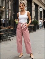 Dámske nohavice s vysokým pásom v ružovej farbe FashionStreet UY2904