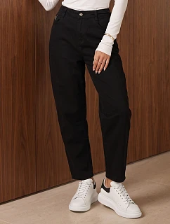 Jeansy damskie mom fit z wysokim stanem czarne model 22546949 - FashionStreet