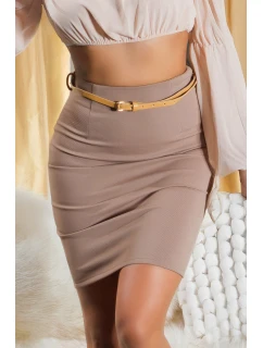 sukně s vysokým pasem a páskem barva cappuccino model 21220463 - kocula