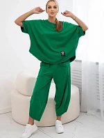Súprava bavlnená blúzka + nohavice zelená