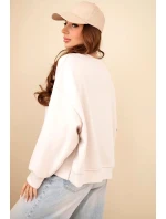 Dámska vyšívaná mikina voľného strihu butter beige