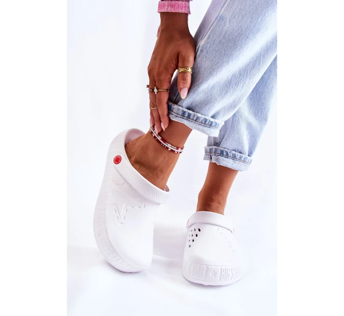 Damskie Lekkie Klapki Chodaki Big Star II275003 Białe