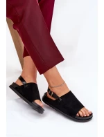 Sandały Damskie Z Eko Zamszu Na Platformie Czarne Migola