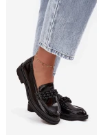 Mokasyny Damskie Lakierowane Z Koralikami S.Barski HY52-541 Czarne