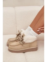 Śniegowce Damskie Z Naturalnego Zamszu D.Franklin DFSH375006 Jasnobeżowe