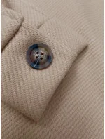 Voľná béžová pruhovaná rebrovaná bunda s golierom (244003)