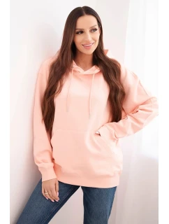 Dámska mikina s kapucňou a bavlnenou klokankou lososovou