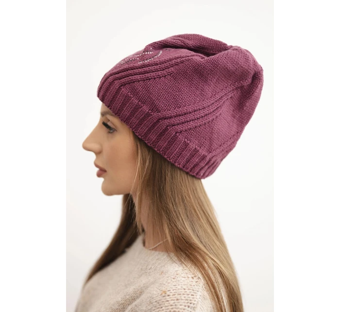 Dámska zimná čiapka s vlnou voľného strihu K442 fialová Dámska zimná čiapka s vlnou voľného strihu K442 fialová