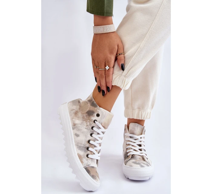 Dámské tenisky High Big Star model 21608921 Bílá a zelená - Big Star Shoes Dámské tenisky High Big Star model 21608921 Bílá a zelená - Big Star Shoes