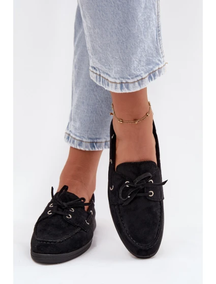 Półbuty Mokasyny Damskie Z Wiązaniem Czarne Calivra Półbuty Mokasyny Damskie Z Wiązaniem Czarne Calivra