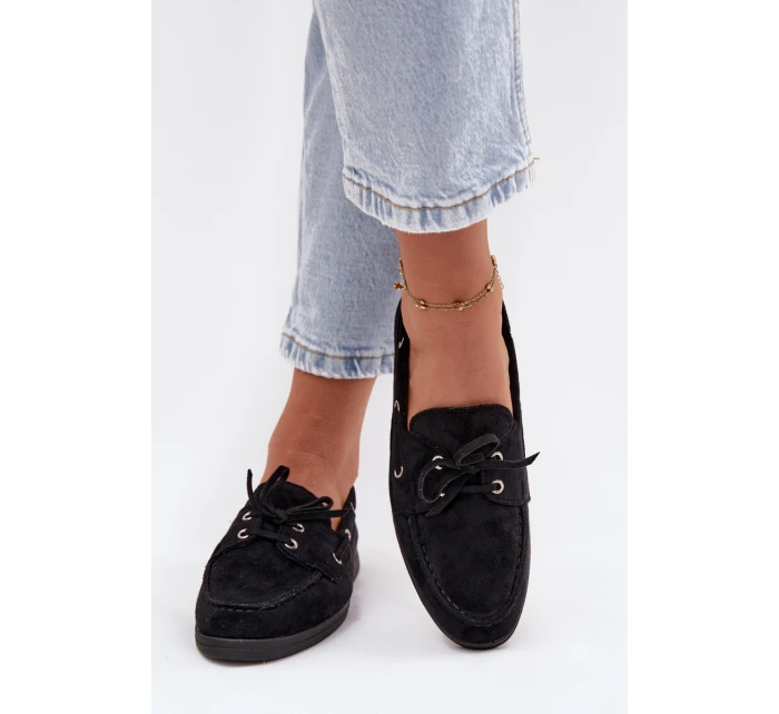 Półbuty Mokasyny Damskie Z Wiązaniem Czarne Calivra Półbuty Mokasyny Damskie Z Wiązaniem Czarne Calivra