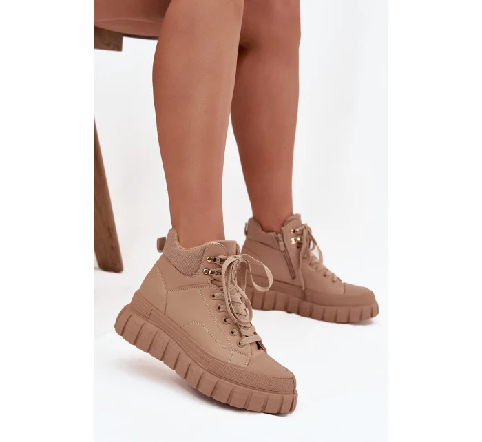 Dámské zateplené kozačky trapery na platformě Camel model 21747749 - Boto