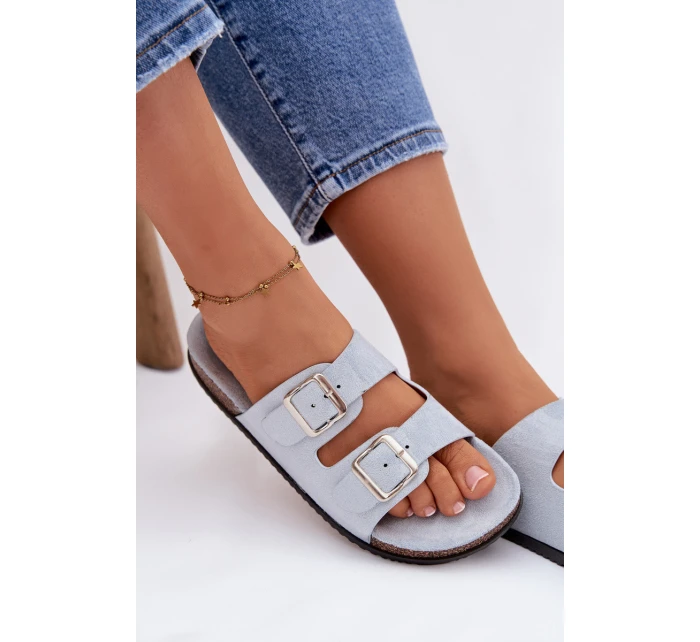 Dámské pantofle s přezkami Modré Oliena